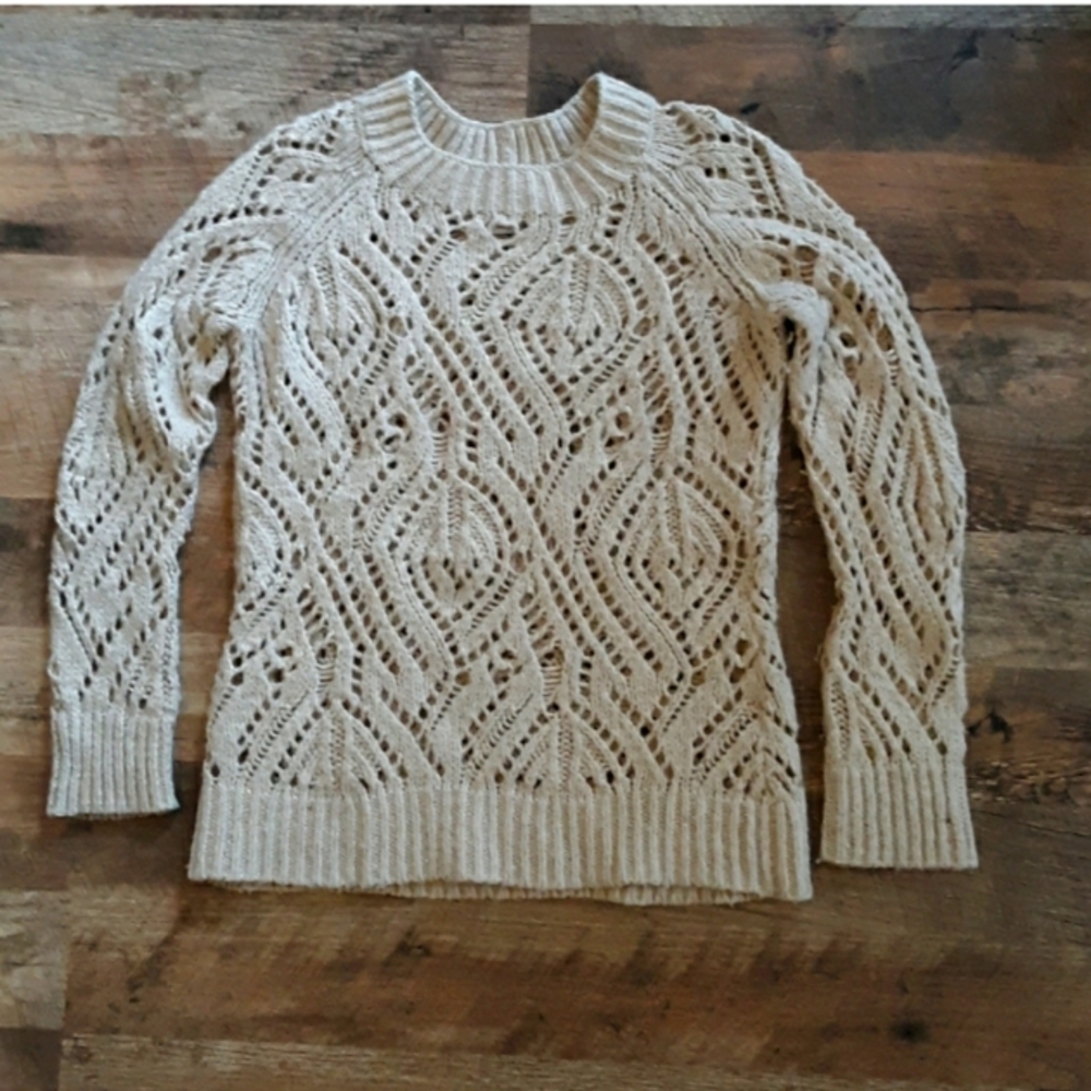 Bass Gold Open Knit Wool Mix Sweater Women's Small